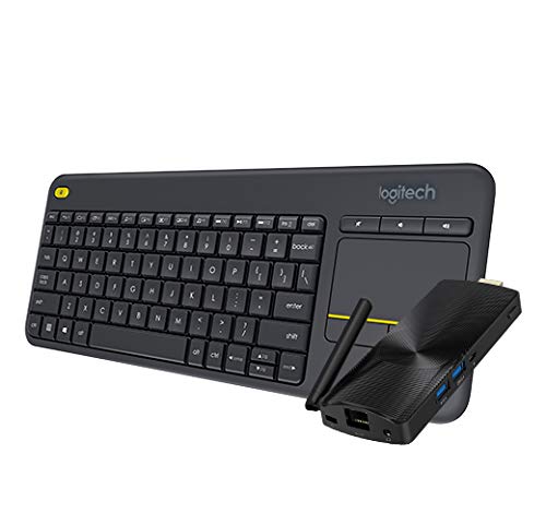 Azulle Access3 Windows 10 Pro 4GB RAM + 32GB eMMC Fanless Mini PC Stick N3450 & Logitech K400 Plus Keyboard (Bundle), Black (A-1166-AA3-K)