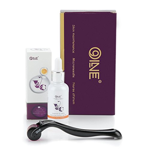 Derma Roller Cosmetic Micro Needle Kit with Facial Serum for Face - Best 0.3MM540 Titanium Microneedle Rollers and Vitamin C 25% & E Hyaluronic Acid Facial Serum - Suitable for All Skin Types