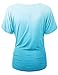 LL Womens V Neck Short Sleeve Wrap Front Ombre Deep Dye Dolman Top XXL AQUA