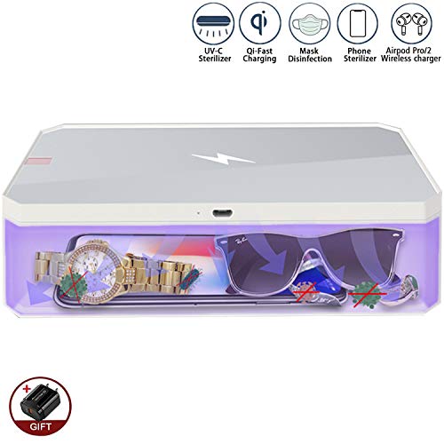 Luffyhh-Portable-UV-Lights-Sanitizer-Wireless-Charger-for-Mobile-Phone-QI-Wireless-Charging-Sterilizer-Cleaner-Box-Disinfector-75W-10W-15W-for-All-Qi-Enabled-Cellphone-Watch-White