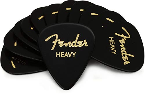 Fender フェンダー ピック Classic Celluloid, Black, 351 Shape, Heavy, 12 Count