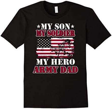 Men's My Army Dad T-Shirt My Son-My Soldier-My Hero-US Soldier Tee 2XL Black
