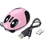 YL-VV@ Super Cute Wireless Optical Cartoon Panda Mouse Rechargeable Mini Wireless Panda Desktop Laptop Mouse Unique Novel Portable Mouse（pink）