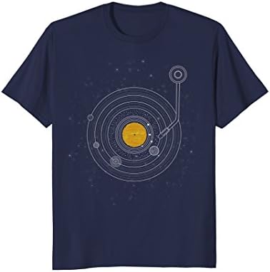 Mens Vinyl Record Solar System Space T-Shirt XL Navy