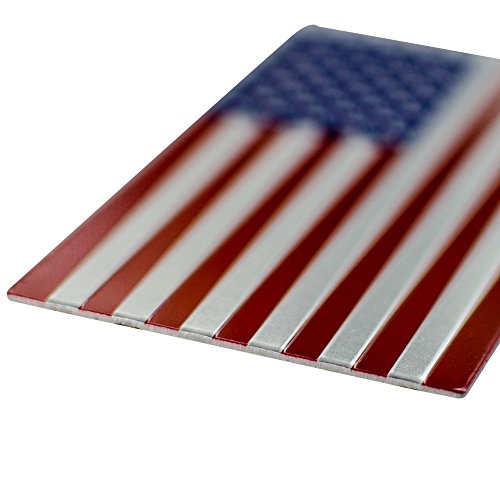 ALUMINUM American Flag Sticker Decal Emblem | perfect for vehicle, truck, car, motorcycle, rv, scooter, or suv 3.18” x 1.75” (Stars on the RIGHT side)
