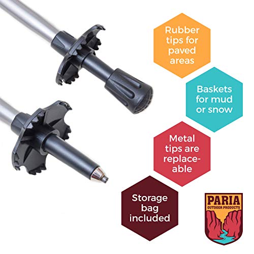 Paria Outdoor Products Tri-Fold Carbon Cork Trekking Poles/Sticks - Folding, Collapsible, Adjustable, and Ultralight - Perfect for Hiking, Walking, Backpacking and Snowshoeing (100-120 cm)