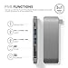 Type-C USB 3.0 5 in 1 Combo Hub for MacBook, Aluminum Multi-Port Adapter with USB-C Charging Port, Type-C Pass Through, 2 USB 3.0 Ports, SD/Micro Card Reader (Space Grey)