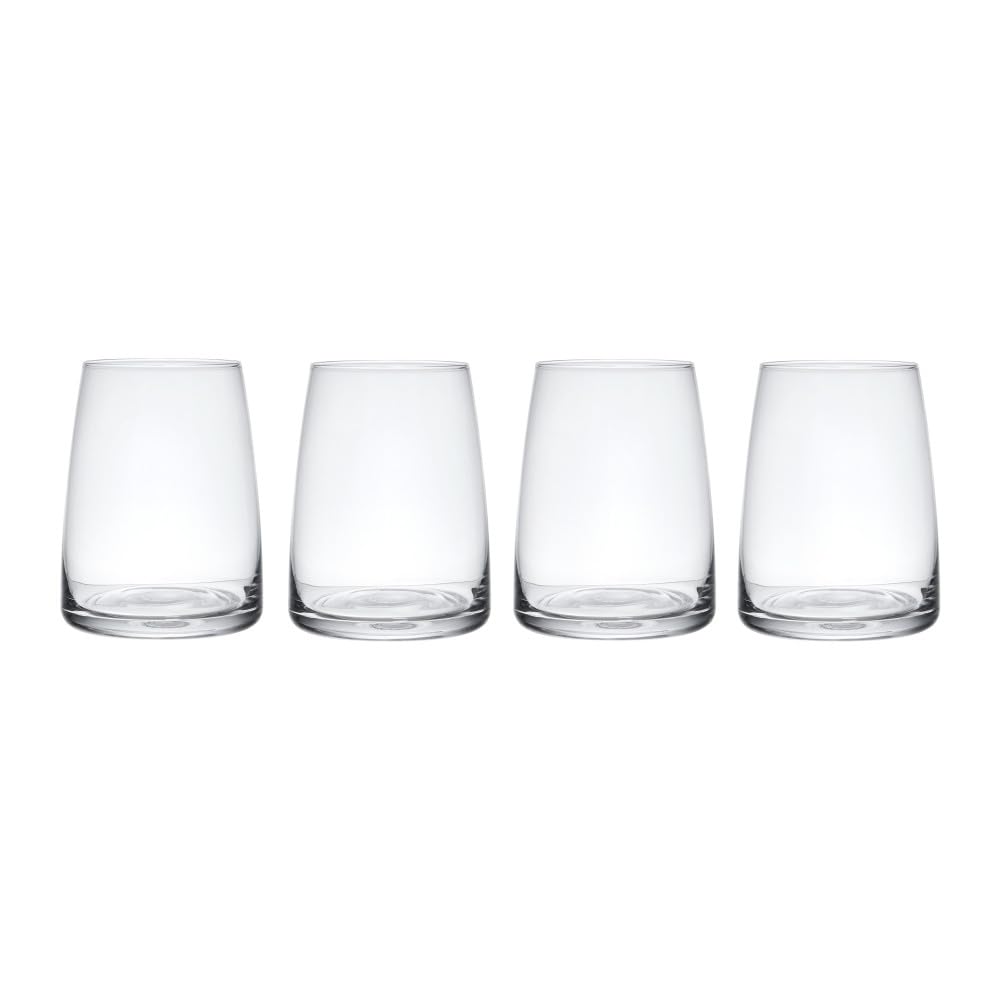 MIKASA Palermo Crystal Stemless Wine Glasses Set of 4, 350ml, 4X Stemless Glasses for Wine | Wine Tumbler Glasses - Gift Boxed & Dishwasher Safe