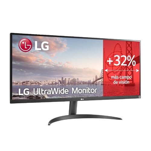 34WQ500-B - Monitor UltraWide 34", Panel IPS 2560x1080 21:9, 100 Hz, 5 ms, HDR10, AMD FreeSync, Super Resolution+, 2× HDMI 2.0, Clase F, Negro