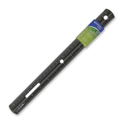 Westcott KleenEarth Recycled Double Beveled Plastic Ruler, 12-Inch, Black