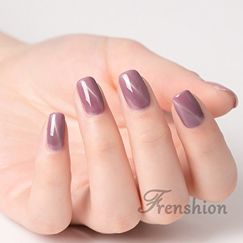 Frenshion 10ml Magnetic Cat Eye Gel Polish 3D Gel Nail Polish Soak Off UV LED Purple Bean Paste Nail Art 072