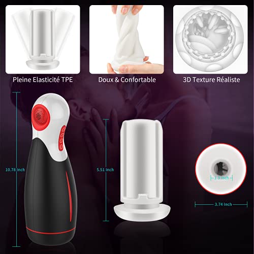 Masturbâteur Homme Succion Électrique, Seekiblizz Appareils Masturbateurs Cup avec 3 Succion 3 Compression 10 Vibration Mode et Audio Heating Fonction USB Chargement Sextoy Pour Homme Adulte Couple