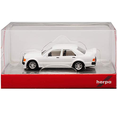 Mercedes-B C-Klasse 190E W201 2.5 Weiss 1982-1993 mit Sockel und Vitrine H0 1/87 Herpa Modell Auto mit individiuellem Wunschkennzeichen – Bild 5