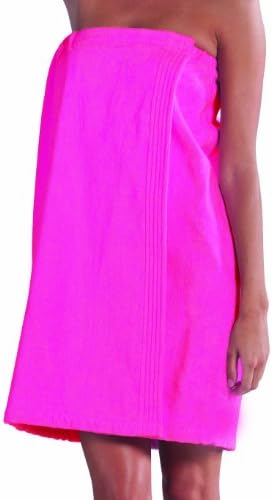 BY LORA Women's Wrap, Terry Cotton Ladies Cover-Up Towel, Hot Pink, S/M