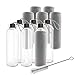 Teikis (6-Pack) Glass Water Bottles 18oz with Stainless Steel Cap and 6 Nylon Protection Sleeve