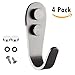 JIAEN Diameter 3mm Stainless Steel Coat Hat Single Hook Heavy Duty Support 18kg,Set for 4 Value Pack