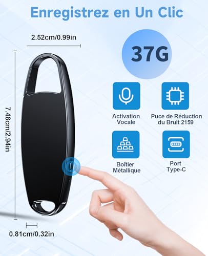 32GB Vandlion Mini HD Voice Recorder with 25 Hours Battery Life, Voice Recorder with Noise Reduction for Conferences Interviews Meetings Classes