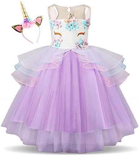 Girls Casual Cartoon Summer Dress Kids Flower Party Dress