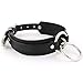 Handmade Womens Double O Ring Faux Leather Choker Collar (Black & silver alloy)