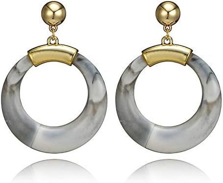 Dohuge Acrylic Resin Drop Earring Stylish Rounded Bohemian Earrings Studs Earrings for Women Girls (Grey)