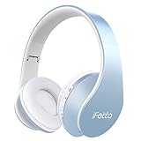 Ifecco Bluetooth Headphones, 4 in 1 Upgrade Bluetooth Foldable Over-ear Headsets with Micro Support SD/TF Card for Bluetooth-enabled Devices (Sky Blue)