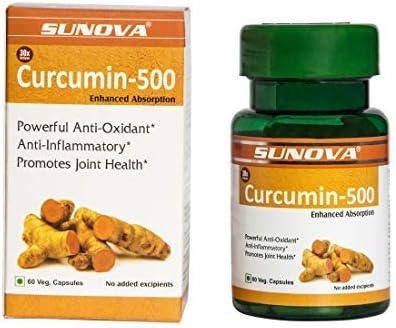 Sunova Curcumin-500 mg Curcumin Extract 95% and Piperine Extract 95%.-60 Veg.Capsule
