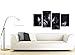Large Banksy Mobile Lovers Canvas Wall Art Pictures - Black and White - Set of 4 - Modern Graffiti Prints - Split Multi Panel Canvases - XL - 130cm