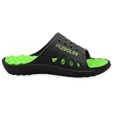 PR Soles Recovery Sandals | Sports Glides for Men and Women | Great for Athletes | Black/Neon Green