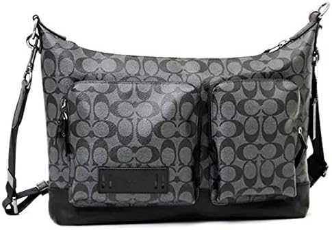 Amazon コーチ Coach シグネチャーキャンバス レザー ショルダーバッグ チャコール ブラック メンズ 2942 Qbaf4 ショルダーバッグ