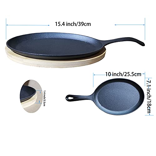 HAWOK Cast Iron Fajita Plate Sizzler Pan Set With Wooden Tray… Pricepulse