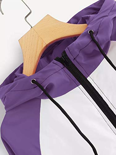 Clearance Women Patchwork Coat, Duseedik Ladies Long Sleeve Thin Skinsuits Hooded Zipper Casual Sport Overcoat - Thumbnail 3