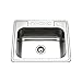 Houzer 2522-8BS4-1 Glowtone Series Topmount Stainless Steel 4-holes Single Bowl Kitchen Sink, 8-Inch Deep