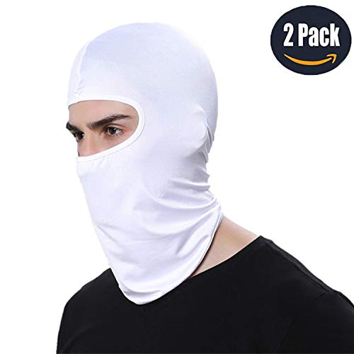 LEAGY 2Pack Candy Color Ultra Thin Ski Face Mask - Great Under Outdoor Sports Cycling/Football Helmet -Balaclava-White (White) - Thumbnail 5