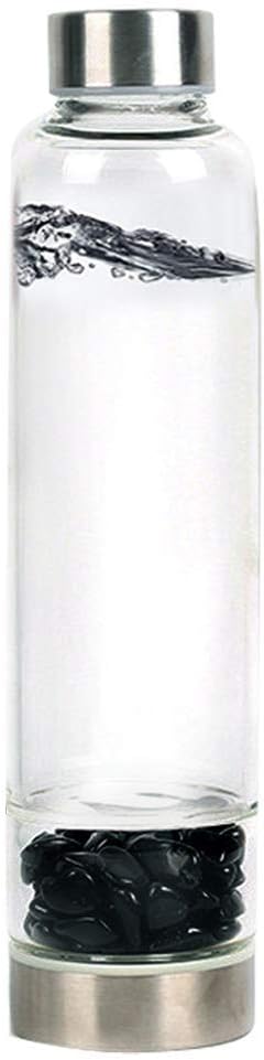 FuliMall Glass Drinking Bottle Stylish Portable Water Bottles, Crystal Sports Yoga Water Bottle