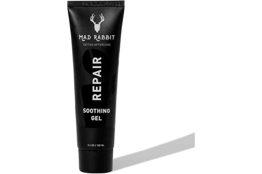 Mad Rabbit Tattoo Aftercare Soothing Gel & Moisturizer As Seen on Shark Tank – Premium Tattoo Supplies for New Tattoo Care, Anti-Itch – Tattoo Care Gel Made with Clean Ingredients