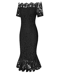 CHICIRIS vestido de cóctel con encaje floral y hombros descubiertos, estilo vintage, para mujer