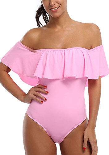 Bong Buy Women One Piece Flounce Bikini Solid Color Ethiopia Ubuy