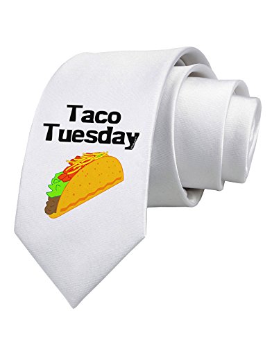 TooLoud Taco Tuesday Design Printed White Neck Tie