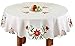 Poinsettia Scalloped Edge Christmas Tablecloth, Round