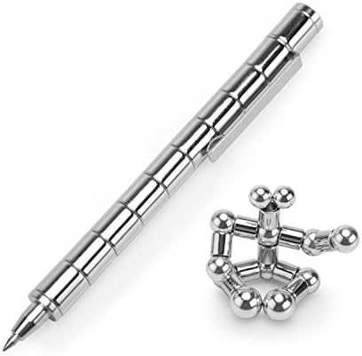 Fidget Magnetic Pen, TISSA Magnetic Pen Magnetic Sculpture Pen for Intelligence Development and Stress Relief (Silver)