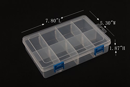 BangQiao 3 Pack Plastic Parts Storage case and Adjustable Divider Box for Hardware and Craft, 8 Grids, Clear