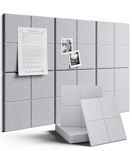 Large Felt Bulletin Board 36"x24" Cork Board Alternative - 6 Pack with 40 Safe Removable Adhesive Tabs, Cork Boards for Walls for Home Office Classroom Pin Board-Soft Gray