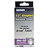 Surebonder 99012 Heavy Duty 1/2-Inch Length Flat Crown Staples, Arrow T20 Type, 1000 Count