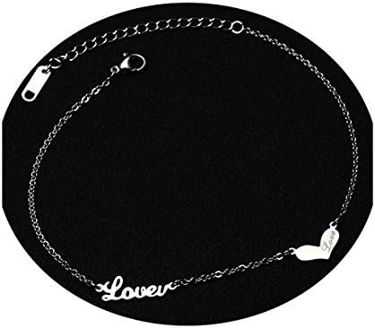 Tupai Womens Girls Stainless Steel Love Heart Bracelet Anklets Size 9" Adjustable (Steel-Tone)