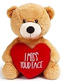 I Miss You Gifts Large 12 inch Teddy Bear I Miss Your Face- Cute Long Distance Relationships Gift, Friend, Couples, Relationship, Girlfriend, for Her, Him