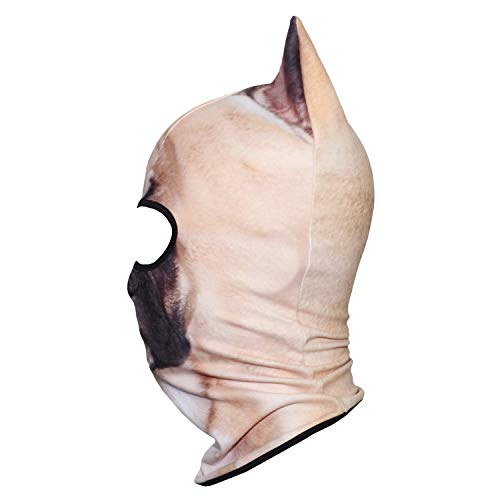 JIUSY 3D Animal Ears Fleece Thermal Hood Balaclava Neck Warmer Face Mask for Cold Weather Winter Outdoor Sport Motorcycle Cycling Riding Ski Snowboard Halloween Party French Bulldog MDD-26