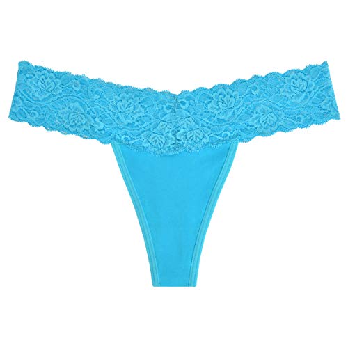 Women's Lace Thong Underwear Hollowed Out T Back Low Waist Ice Silk Sexy Cheeky Thong See Through Panties (Black, Grey& Apricot, Medium) - Thumbnail 3