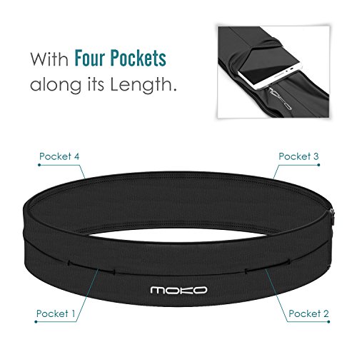 Moko Belt universele heupgordel met 4 zakken, voor fitness, fitness, fitnessstudio, voor iPhone 7 / 6S / Galaxy S10 S10… - Image 6
