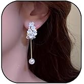 Shell Flower Pearl Earrings for Women Gold Pearl Flower Drop Earrings Vintage Long Pearl Earrings Jewelry Gifts