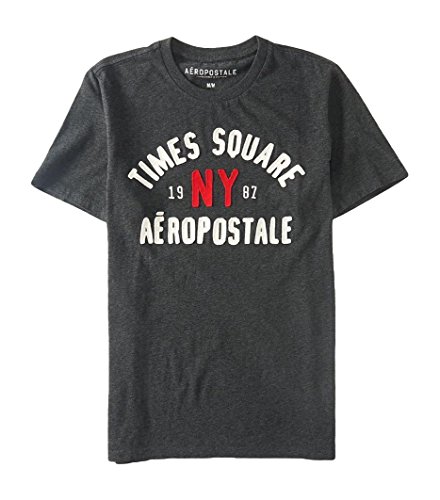 Aeropostale Men's Times Square Logo Graphic T Shirt L Charcoal Heather Grey
